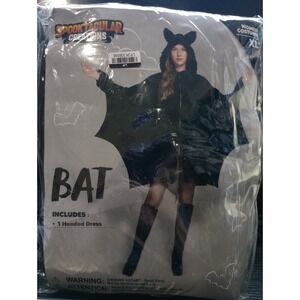 Spooktacular‎ Creations Bat Costume Women's XL Hooded Dress Halloween Black...